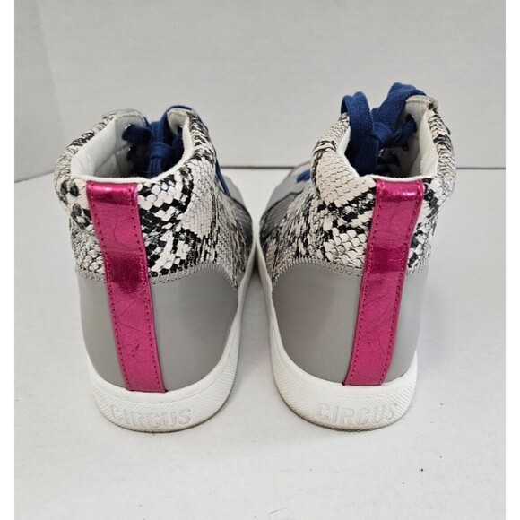 Circus By Sam Edelman Hightop Sneakers Silver Snake Print Size 8 - Picture 8 of 9